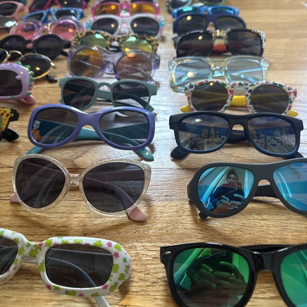 Lot Of 40 Mixed KIDS Sunglasses MultiColor & Styles: Wayfarer-Wrap-Round-Square